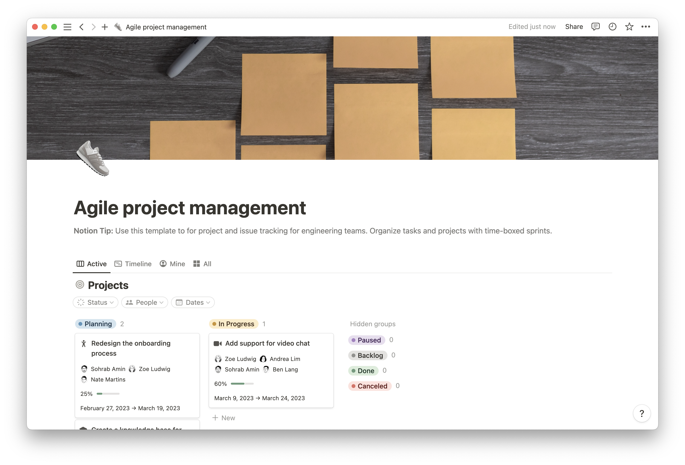 Agile project management template thumbnail